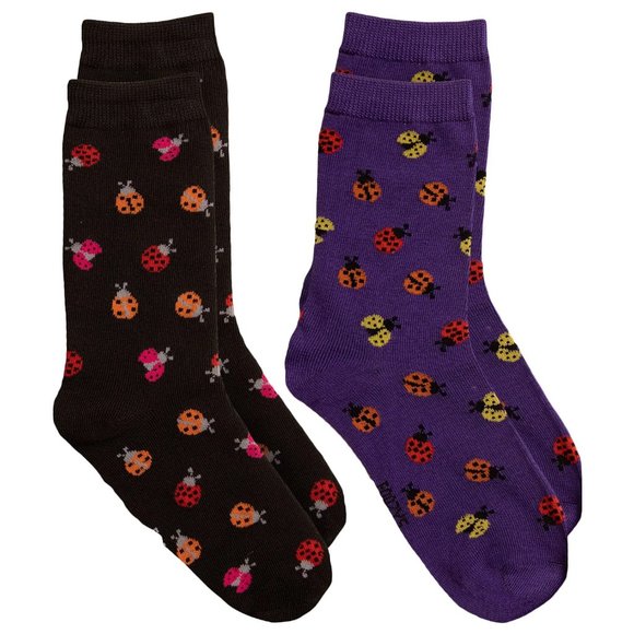 Ladybug Beetle Bug Ladybugs Insect Fly Aphids Luck Animal 2 Pairs Women's Socks - Picture 1 of 5
